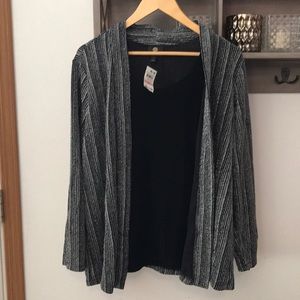 JM Collections attached blouse/jacket, dp metallic rain, size 2X